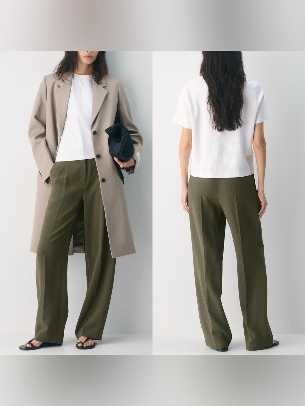 NWT Aritzia The Effortless Pant Dark Olive High Rise Size 2 $148